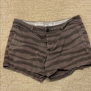 EUC J. Crew Distressed Brown Zebra Print Shorts- size 8